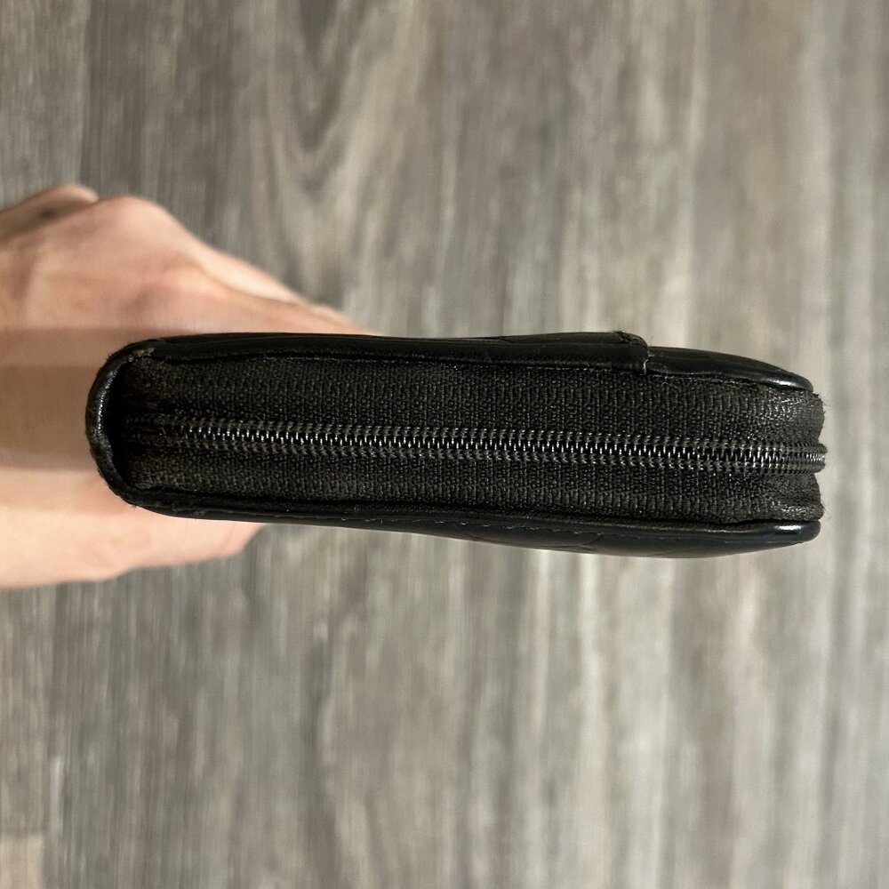 Coach Black Embossed Leather Coach Accordion Zip Around Wallet Logo 8 x 4 CE551 - Picture 4 of 16